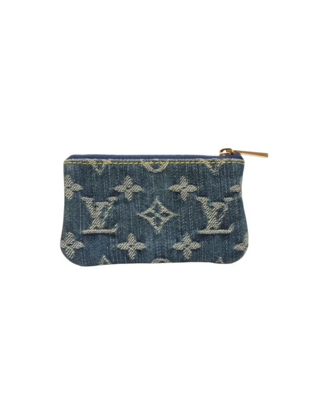 Louis Vuitton Monogram Denim Pochette Cles Coin Purse Blue